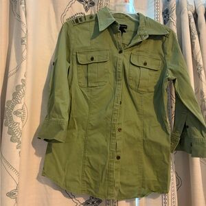 New York and Co military style Women's Olive Green Utility Shirt Jacket